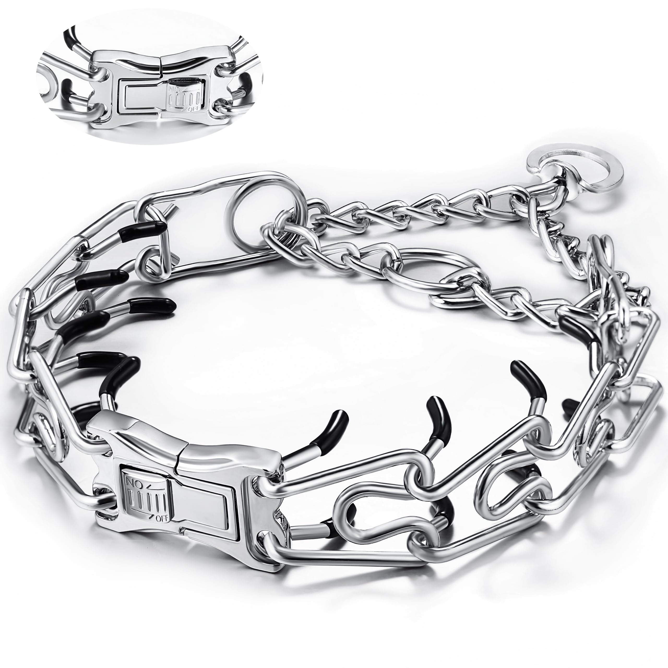 MOZETO Dog Collar, Adjustable Quick Release Stainless Steel Dog Training Collar with Metal Buckle for Small Medium Large Dogs