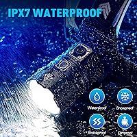 Vista 7 de Sinvimes Linterna frontal recargable LED de 4000 lúmenes altos, lámpara de cabeza de batería de larga duración de 95 horas con 5 modos e