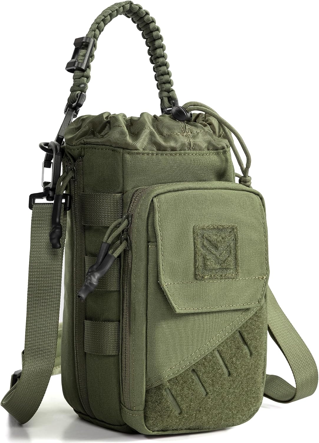 1TG Tactical Magnetyczna torba gimnastyczna na butelkę 1-2 l dla mężczyzn i kobiet uchwyt na wodę z kieszenią na telefon komórkowy zdejmowany klips magnetyczny panel MOLLE i regulowany pasek do