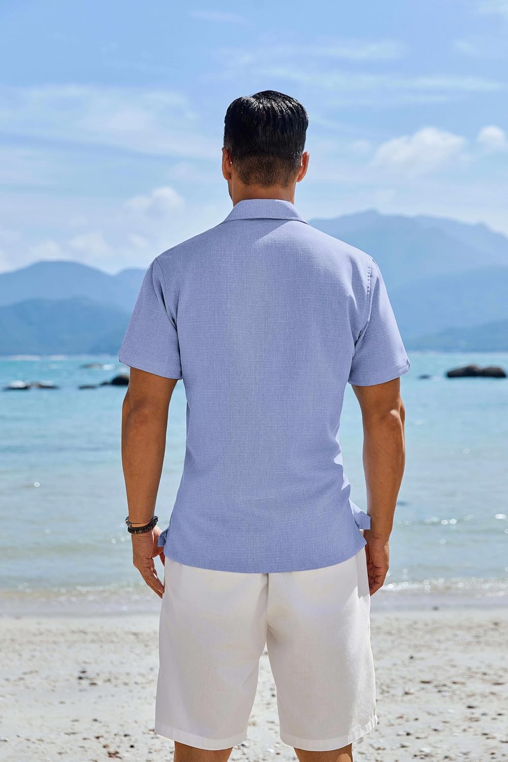 COOFANDY Men's Button Down Shirts Short Sleeve Casual Shirts Summer Beach Linen Shirts with Pocket image 5