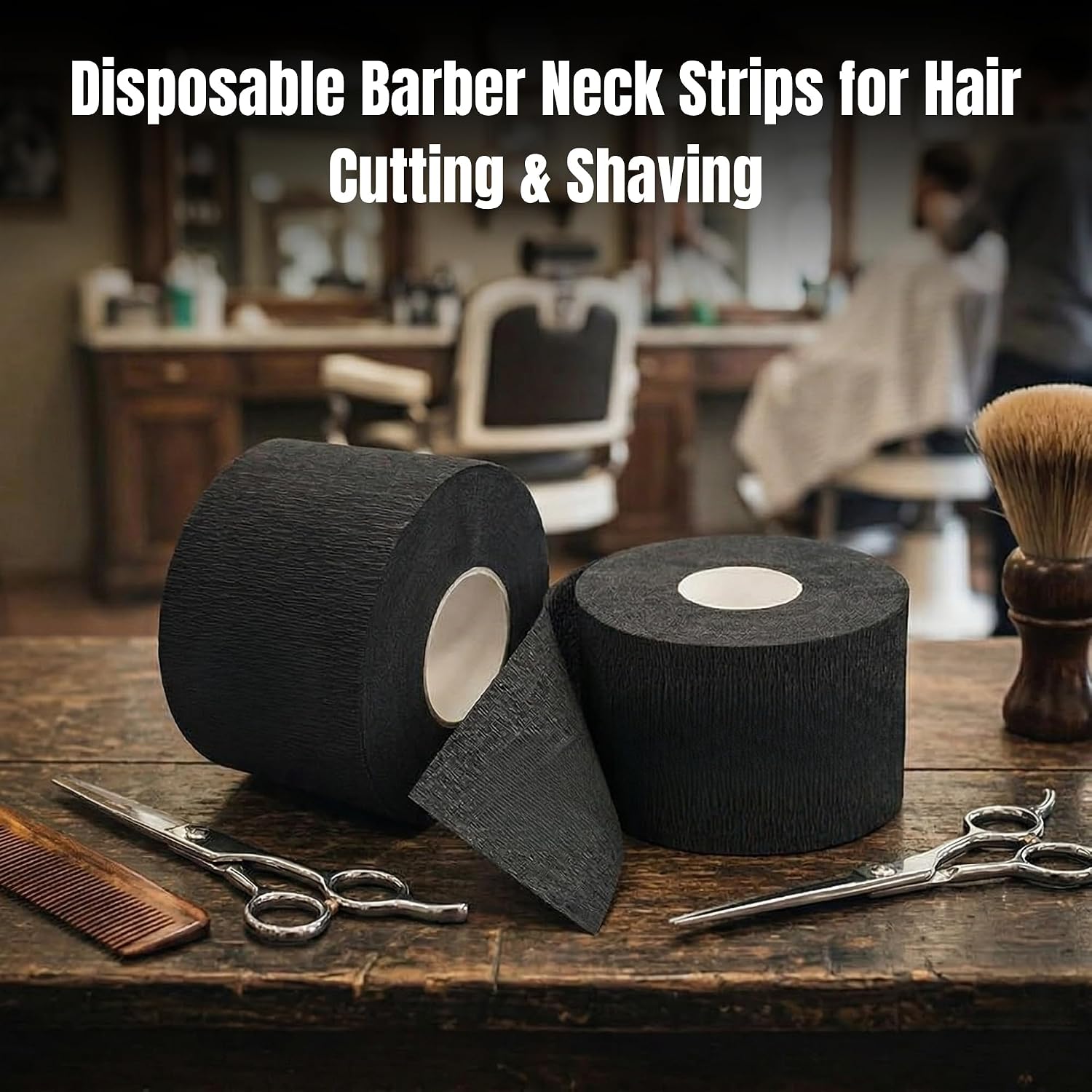 Disposable Barber Neck Strips for Hair Cutting & Shaving – Soft, Stretchable & Hygienic Neck Paper–Black, Red & White Color Options (400, Black) image 2