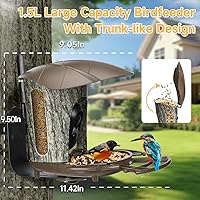 Vista 5 de Smart Bird Feeder with Camera, Solar Bird Feeder with 64G Card for Outside AI Identify Bird Species Auto Capture Bird Videos & Live Watching
