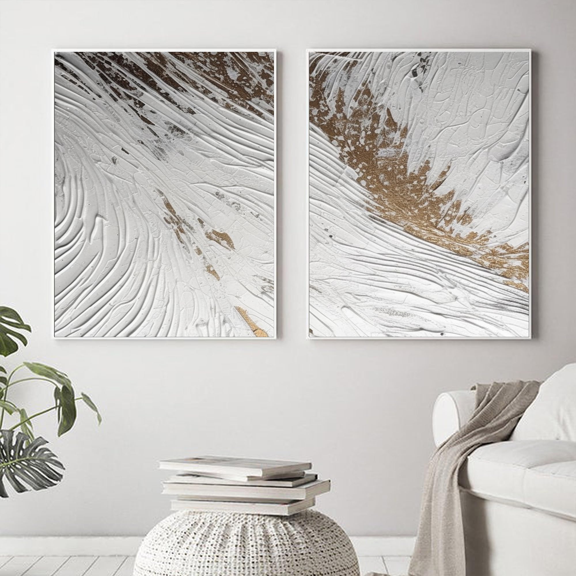 Generic Set of Two Textured Plaster Wall Art, Boho Decor, Wabi
