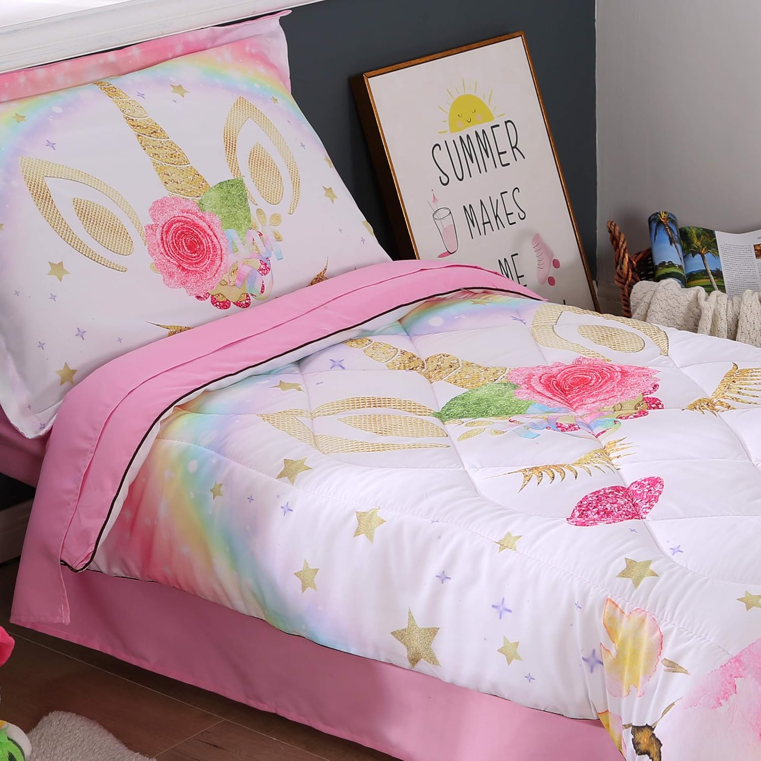 Gеt Sресіаl Prісе Wowelife Rainbow Unicorn Toddler Bedding Set Pink 4 Piece Clounds Toddler Bed Sets for Girls (Pink Rainbow) Bеѕt Cуbеr Dеаlѕ 🔥 Wowelife Rainbow Unicorn Toddler Bedding Set Pink 4 Piece Clounds Toddler Bed Sets for Girls (Pink Rainbow)