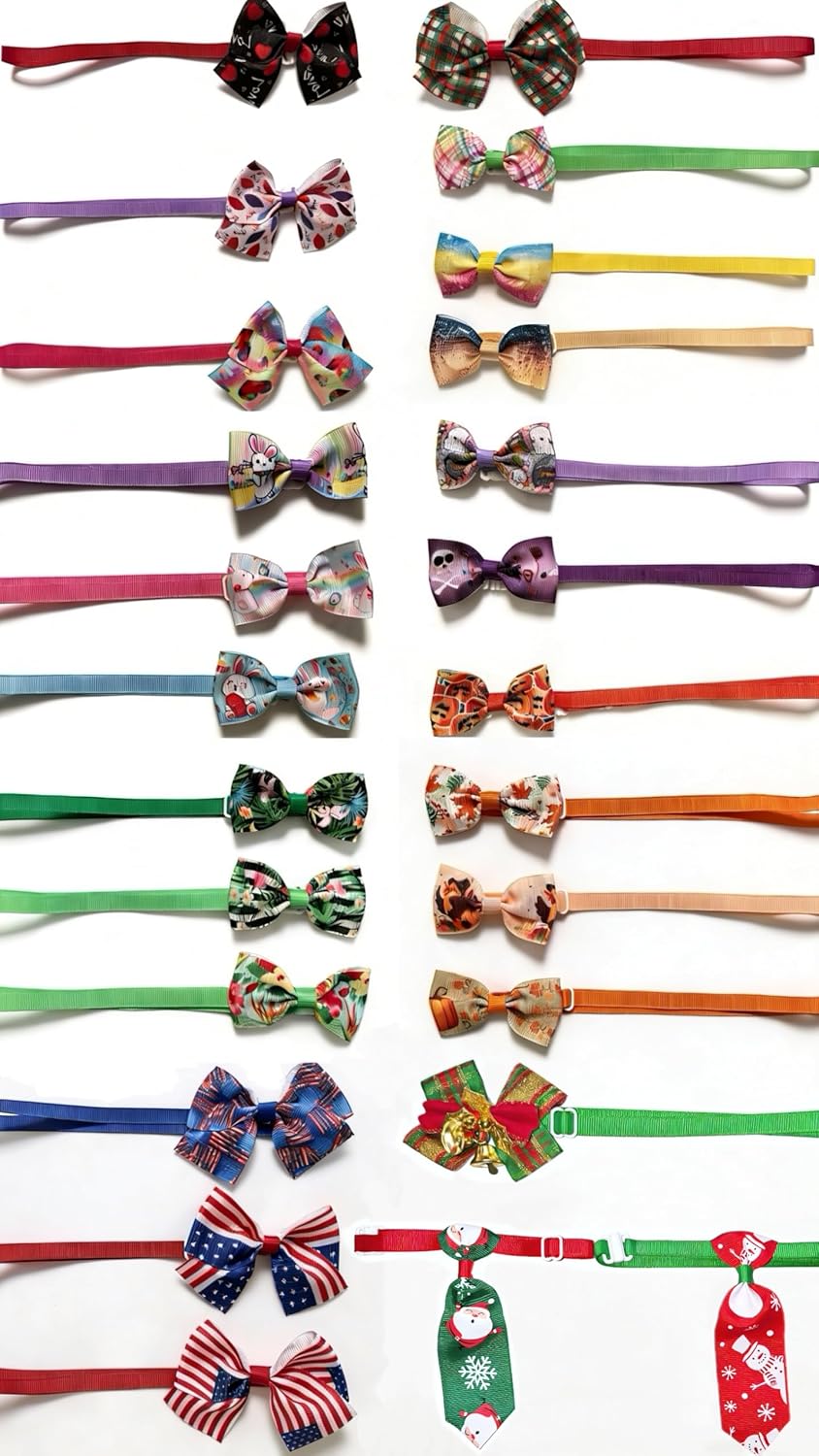 Pack de 25 Corbatines para Perros con Collares Ajustables (8.6-16")