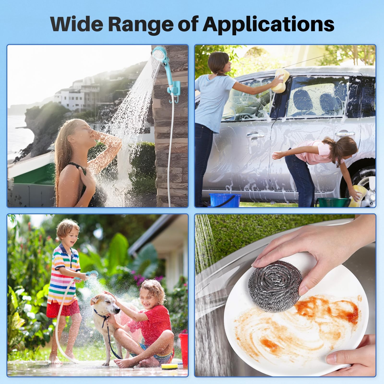 Ducha portátil de camping con calentador, ducha de camping recargable de 6000 mAh con calentador de apagado automático de 2000 W, pantalla LED, ducha climatizada al aire libre para viajes