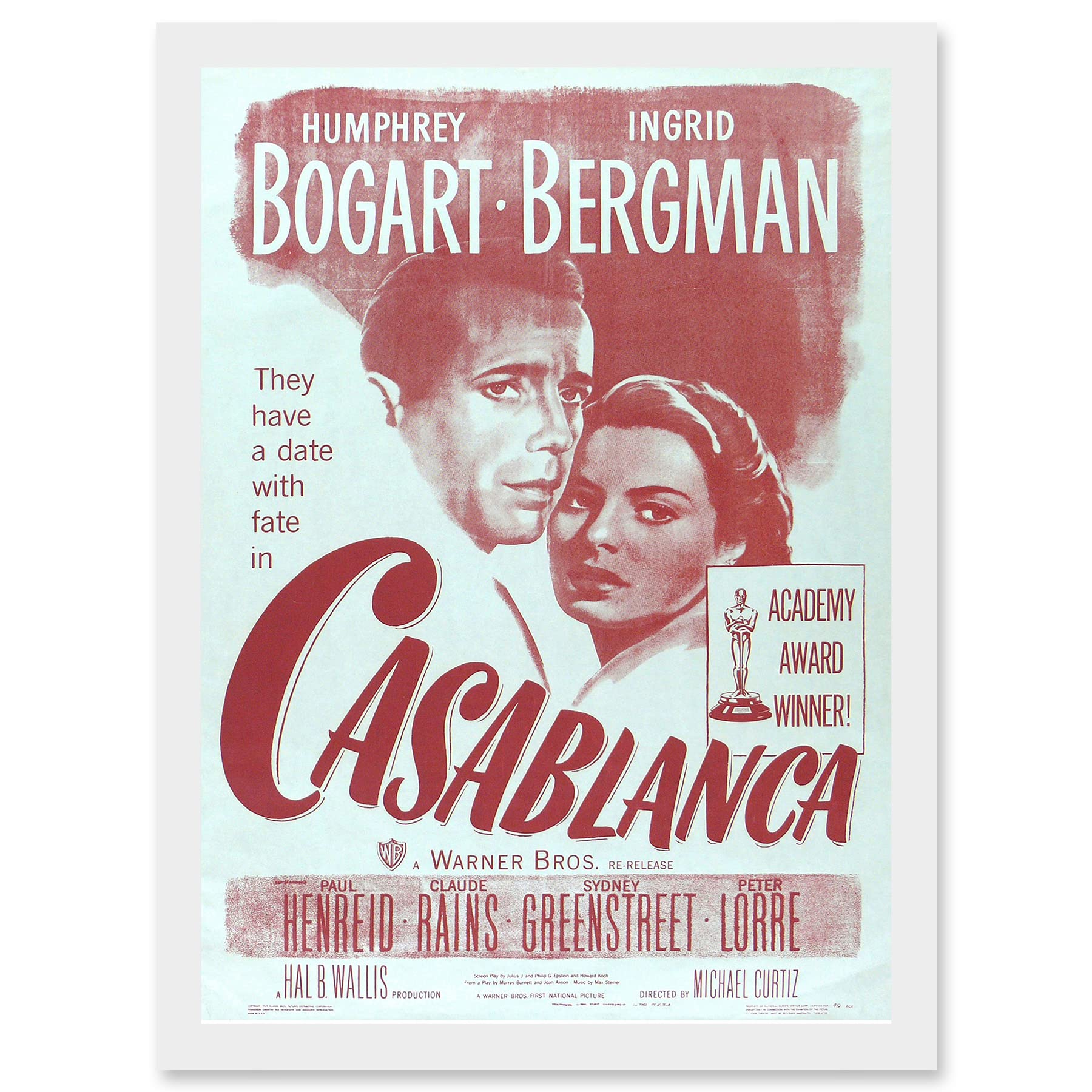 Artery8 Movie Film Casablanca Bogart Bergman Classic Cult Artwork Framed A3 Wall Art Print