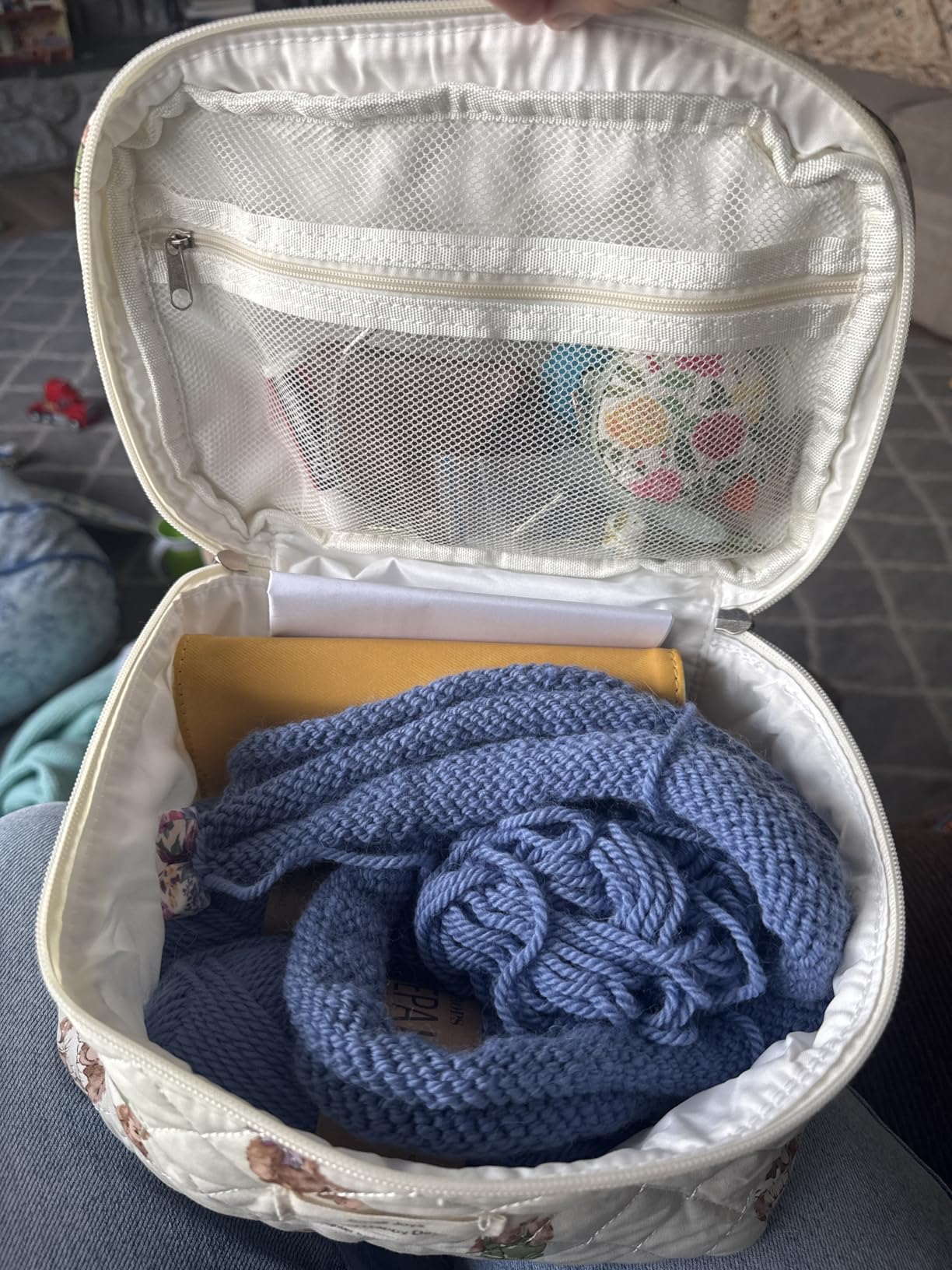 honitty Makeup Bag,Quilted Cosmetic Bag,Large Floral Make Up Bag for Women,Cotton Makeup Bag Set,Flower Travel Toiletry Bag 3 Piece