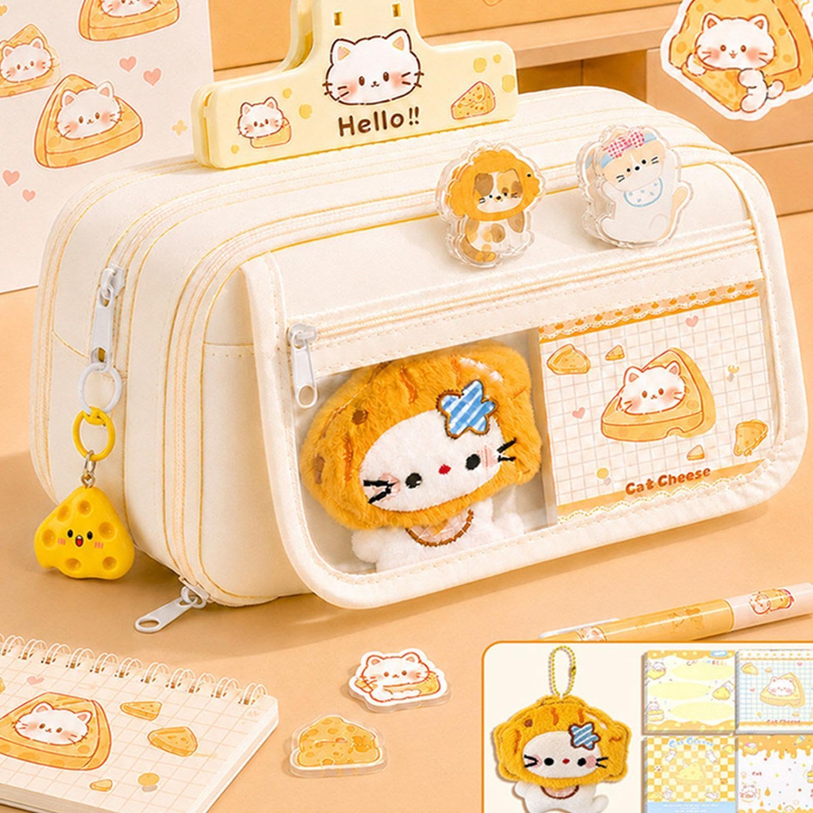 Astuccio Portamatite Con Organizer Portapenne e Cancelleria Design Gatto | Materiale Scolastico Estetico Per Scuola Università Arte Disegno Colorare Aula Schizzo Viaggio Scrivania