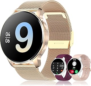 Smart Watch for Women Bluetooth Call Make Receive/Answer Smartwatch Fitness Tracker with Pedometer Heart Rate Blood Oxygen and Sleep Monitor Waterproof Smart Watches for Android and iOS Phones Gold