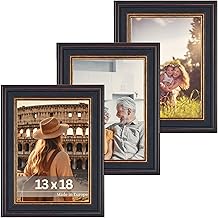 Victor Cadre Photo Goya en Or Noir Set de 3 - en 13x18 cm - Bar: 31x19mm - Style Vintage Avec Verre Acrylique Incassable - Châssis pour l'image 13x18