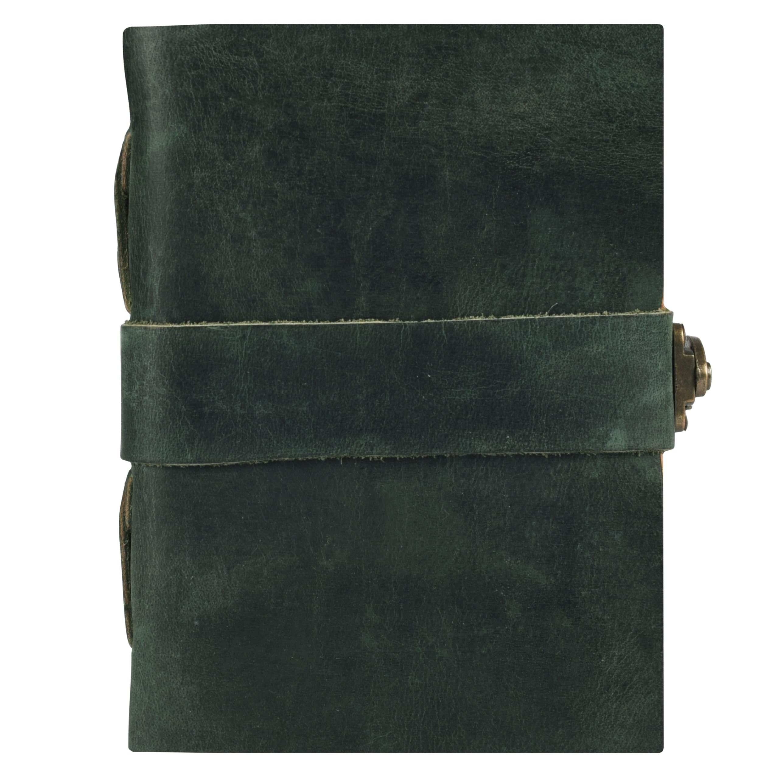 Rasavi Ledergebundenes Vintage-Tagebuch für Damen und Herren, Buch der Schatten, Schlossverschluss, 200 Seiten mit antiken Büttenrändern, handgefertigtes Aquarellpapier, Türkis, 33 x 20,3 cm