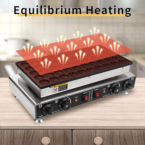 Miniatura 5 de Mini panqueques holandés de 110 V, 50 piezas eléctrico antiadherente para panqueques de 1800 W, 1.6 pulgadas, máquina comercial para hacer