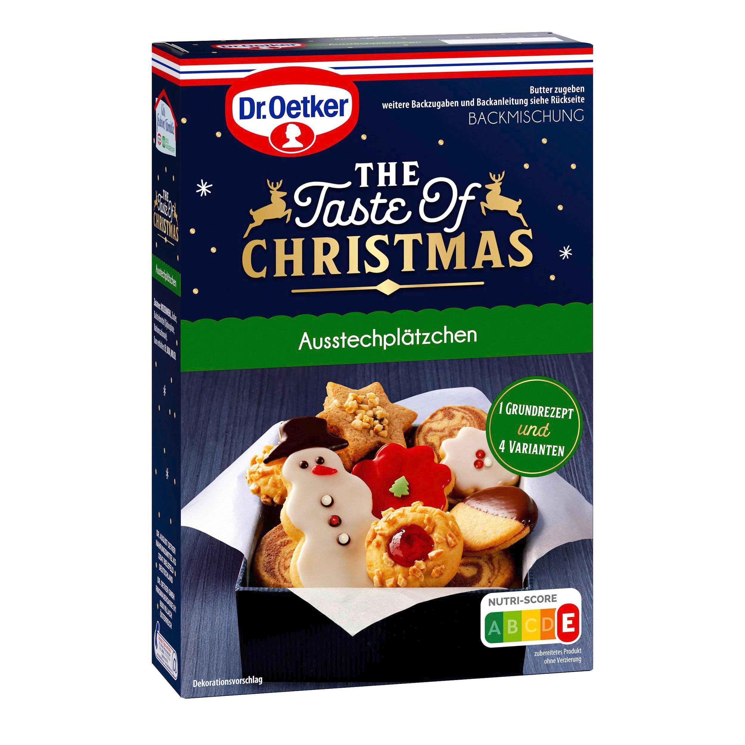 Dr. Oetker Ausstechplätzchen – 6er Pack Backmischungen für Weihnachtskekse aus Mürbeteig, einfacher Teig für Weihnachtsplätzchen, weihnachtlicher Keksteig