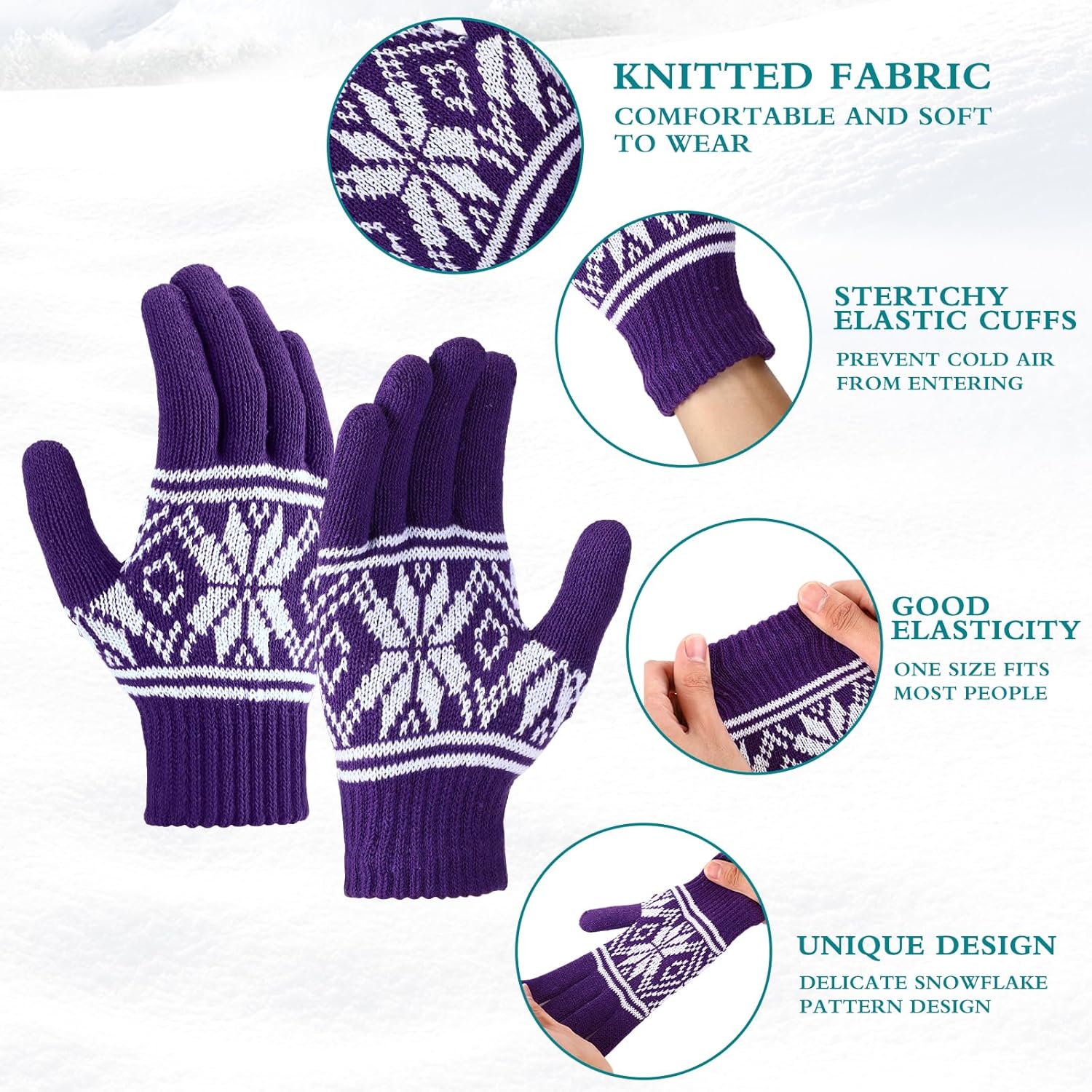 Suhine 24 Pairs Winter Knitted Gloves for Women Men Full Fingers Thick Gloves for Homeless Cold Weather Donation Supplies