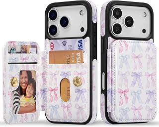 ZCDAYE Wallet Case with Card Holder for iPhone 17 Pro, Colourful Bow
