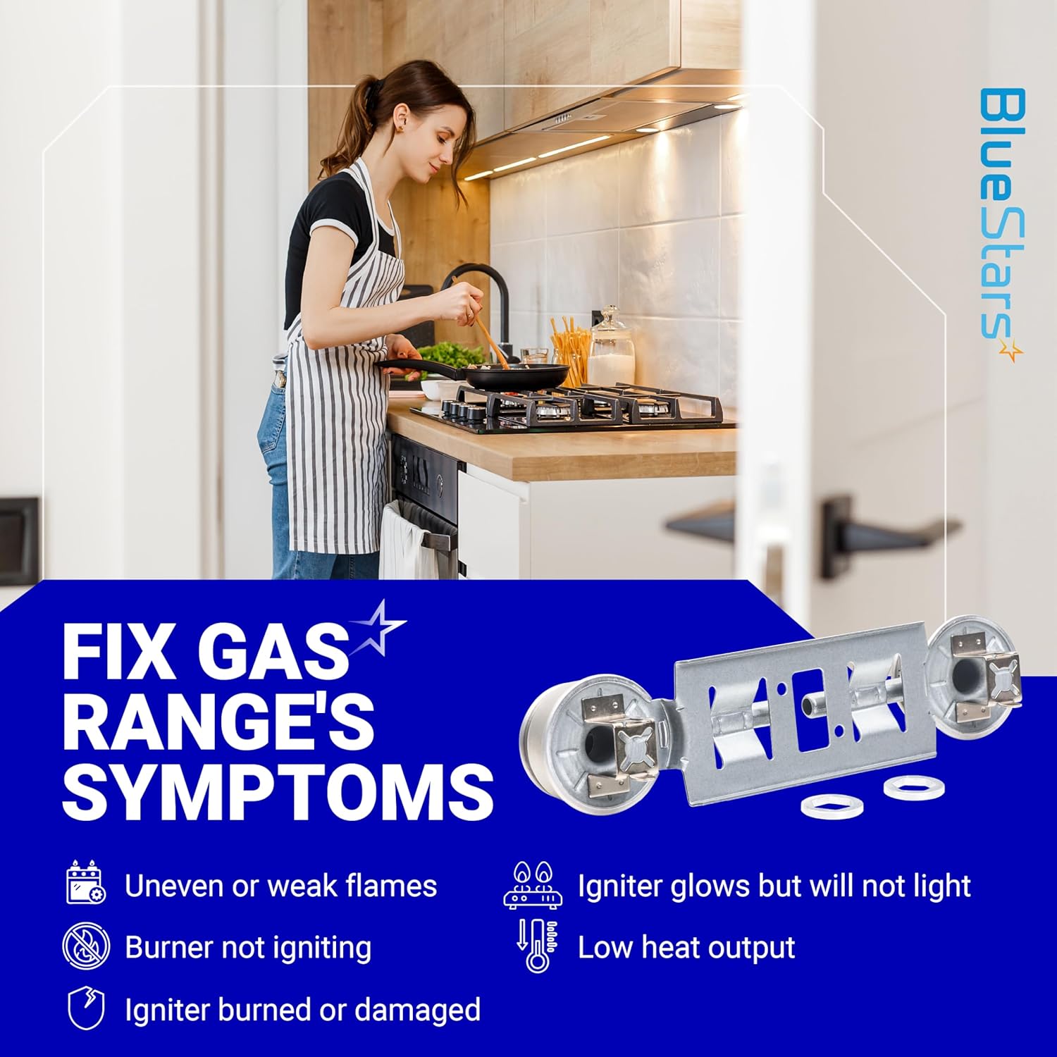 BlueStars WB16K10026 WB29K17 Double Burner Assembly Replacement - Compatible with G.E Kenmore Hot.point Ranges - Replaces 868697 AP2633210 WB16K10003 65932 PS232404 - PACK OF 2