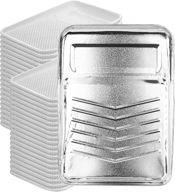 Bates- Paint Tray Liner, 9 Inch, 41 pcs, 1x Metal and 40 x Plastic Paint Trays for Painting Walls