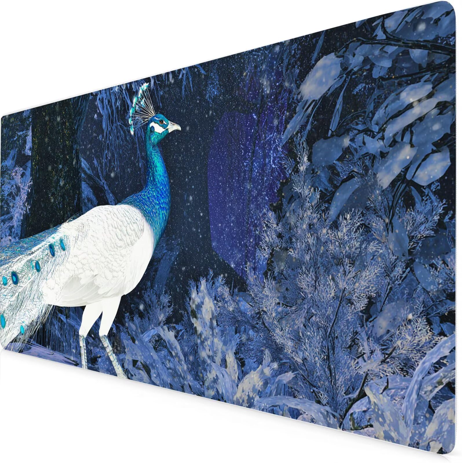 Podkładka pod mysz do gier biała podkładka pod mysz XXL 1000 x 500 x 3 mm podkładka na biurko duży paw szyte krawędzie, miękkie, wygodne i trwałe, odporne na płyny, podkładka biurowa K7-184