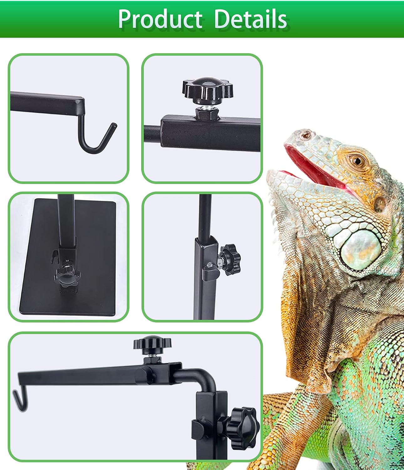 Reptile lamp Stand Fixed Bracket - Terrarium Large Reptile Lamp Adjustable Metal lamp Holder, Used for Amphibians and Lizards, Tortoise and Snakes and Other Cold-Blooded Animals