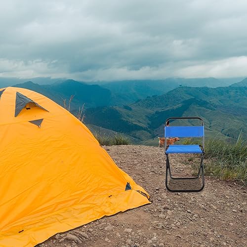 Miniatura 8 de Silla plegable pequeña portátil para exteriores, silla de césped plegable ligera para pesca, playa, jardín, viajes, con marco resistente y diseño de