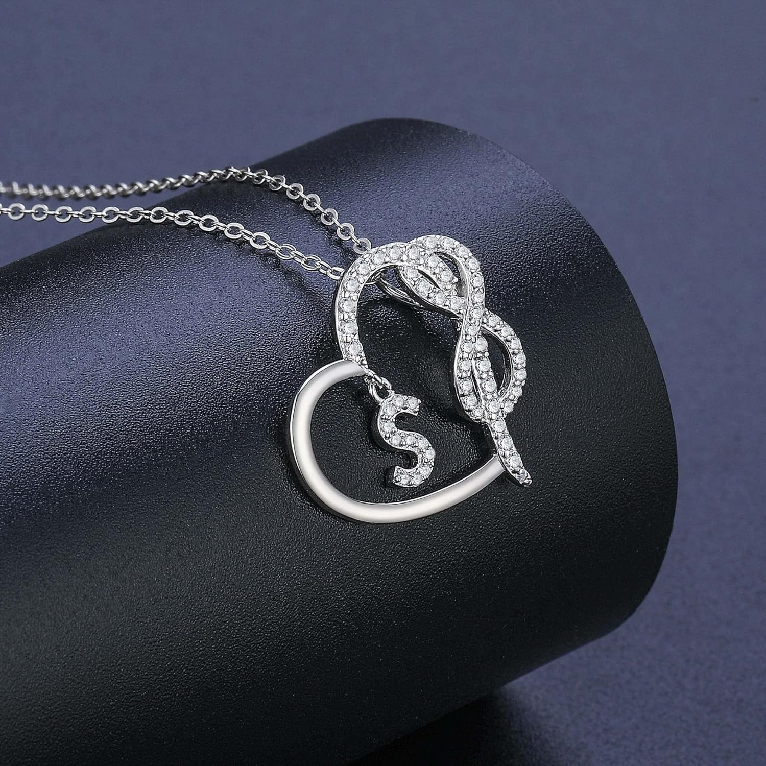 Infinity Heart Necklaces for Women, S925 Sterling Silver Initial Necklace Womens Jewelry Mothers Day Gifts Girls Valentines Gifts for Her Christmas Birthday Gifts for Women Mom Wife Girlfriend