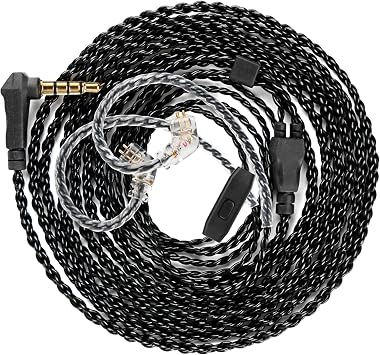 KZ ZS10 Pro IEM Cable 1.2M Long Ear Monitor Cable CCZ C01 4N OFC Upgrade Earphone Cord for ZSN PRO, Castor, EDX PRO, ZS12 PRO X, ZS10 PROX, ZAR, ZAS, CCA CRA1.2m, QDC Pin with Mic Black