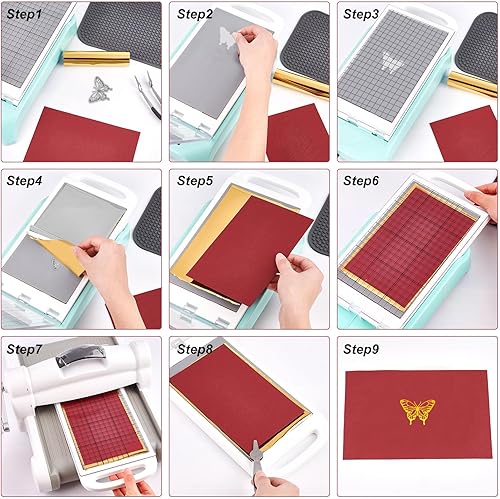 Miniatura 7 de GLOBLELAND 8 troqueles de corte de metal de adivinación y placa de papel de aluminio en caliente, plantillas de grabado de metal para manualidades,