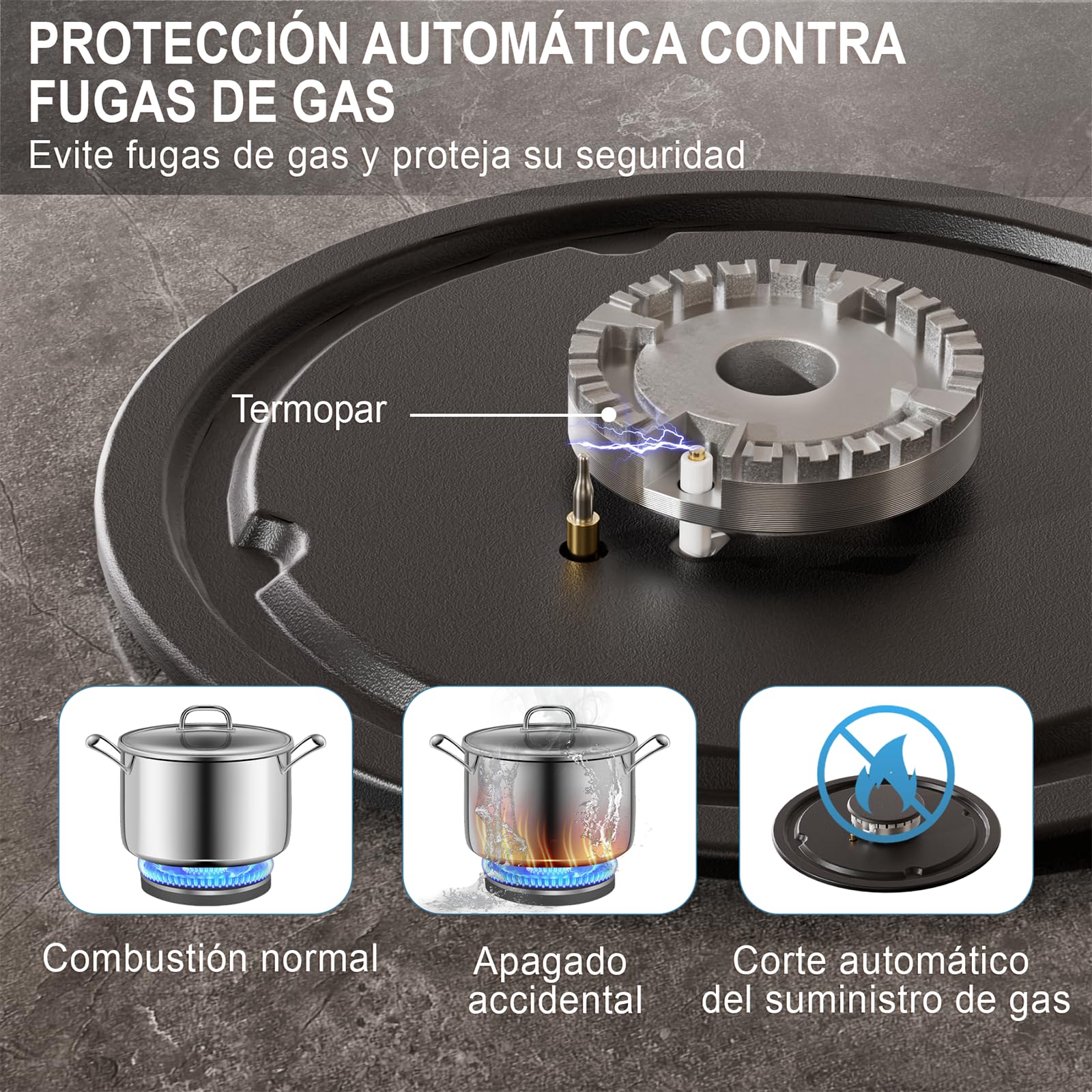 IsEasy Placa de Gas 2 Fuegos Blanco, Encimera de Gas Butano/Natural/Propano, 4300 W, 31 cm, Cocina Empotrable, Cristal Blanco