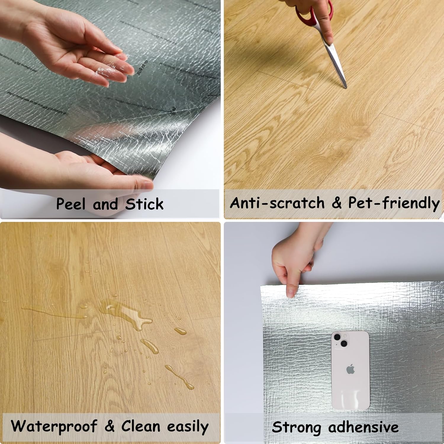 Freshtour Vinyl Flooring Roll, Wood Grain Peel and Stick Floor Tiles 23.6"x 393.7"/64 Sq.Ft, Wear-Resistant and Waterproof Vinyl Plank Flooring for Bedroom Living Room Kitchen RV Office, Nature Wood