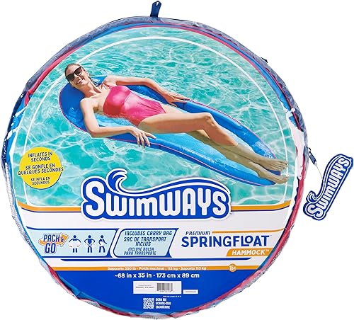 Miniatura 7 de SwimWays Spring Float - Hamaca prémium para piscina, flotadores inflables para adultos con inflado rápido para edades de 15 años en adelante