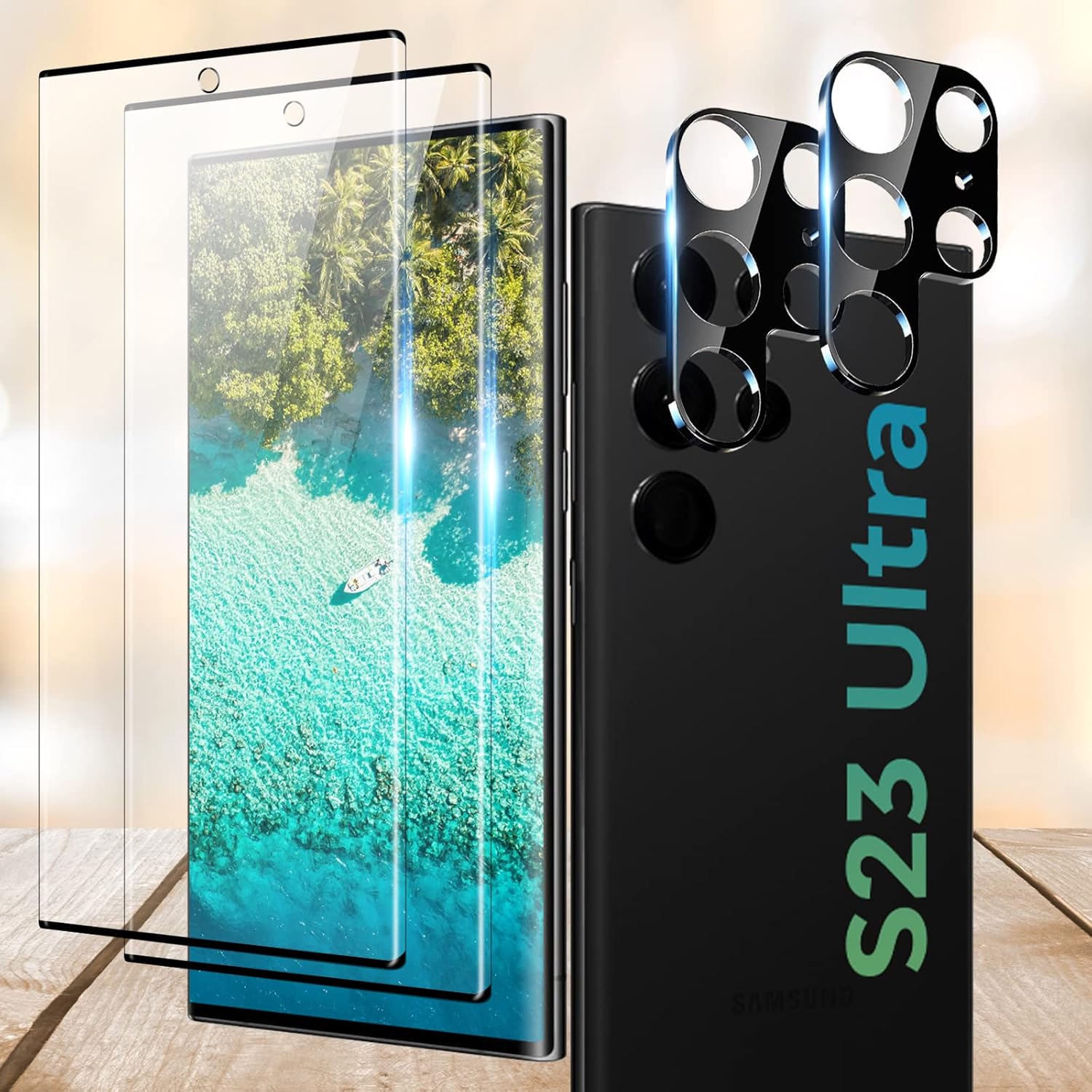 [2+2 Pack] Galaxy S23 Ultra Screen Protector & Camera Lens