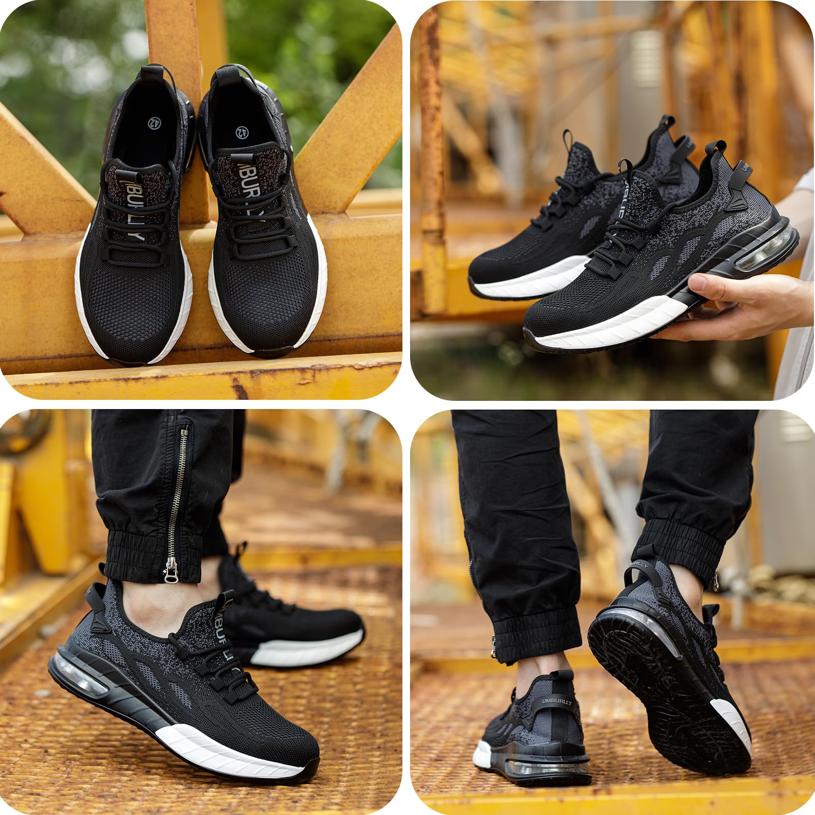 Sicherheitsschuhe Damen Leicht Sportlich Arbeitsschuhe Herren Atmungsaktiv Stahlkappenschuhe rutschfest Schutzschuhe mit Stahlkappe