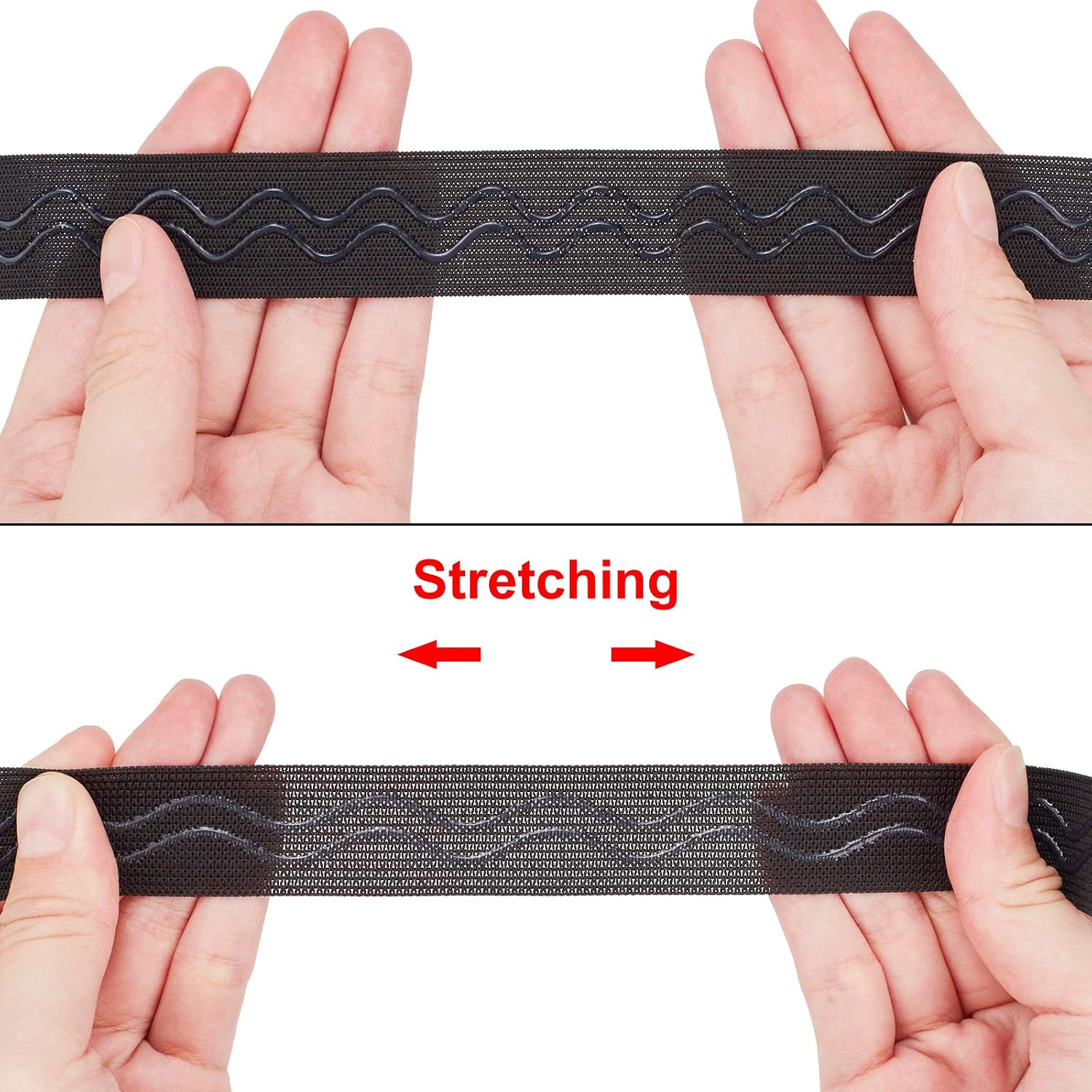 BENECREAT 10 Yards 25mm Wide Non-Slip Silicone Elastic Gripper Band Flat Waistband Sewing Elastic Ribbon for Garment Sewing Project Black - Image 4