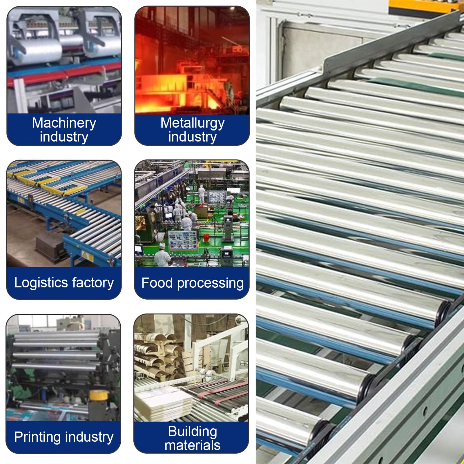 Rodillo transportador, Rodillos transportadores 50 x (150-1000) mm, paquete de 3(5pcs,50 * 300mm)