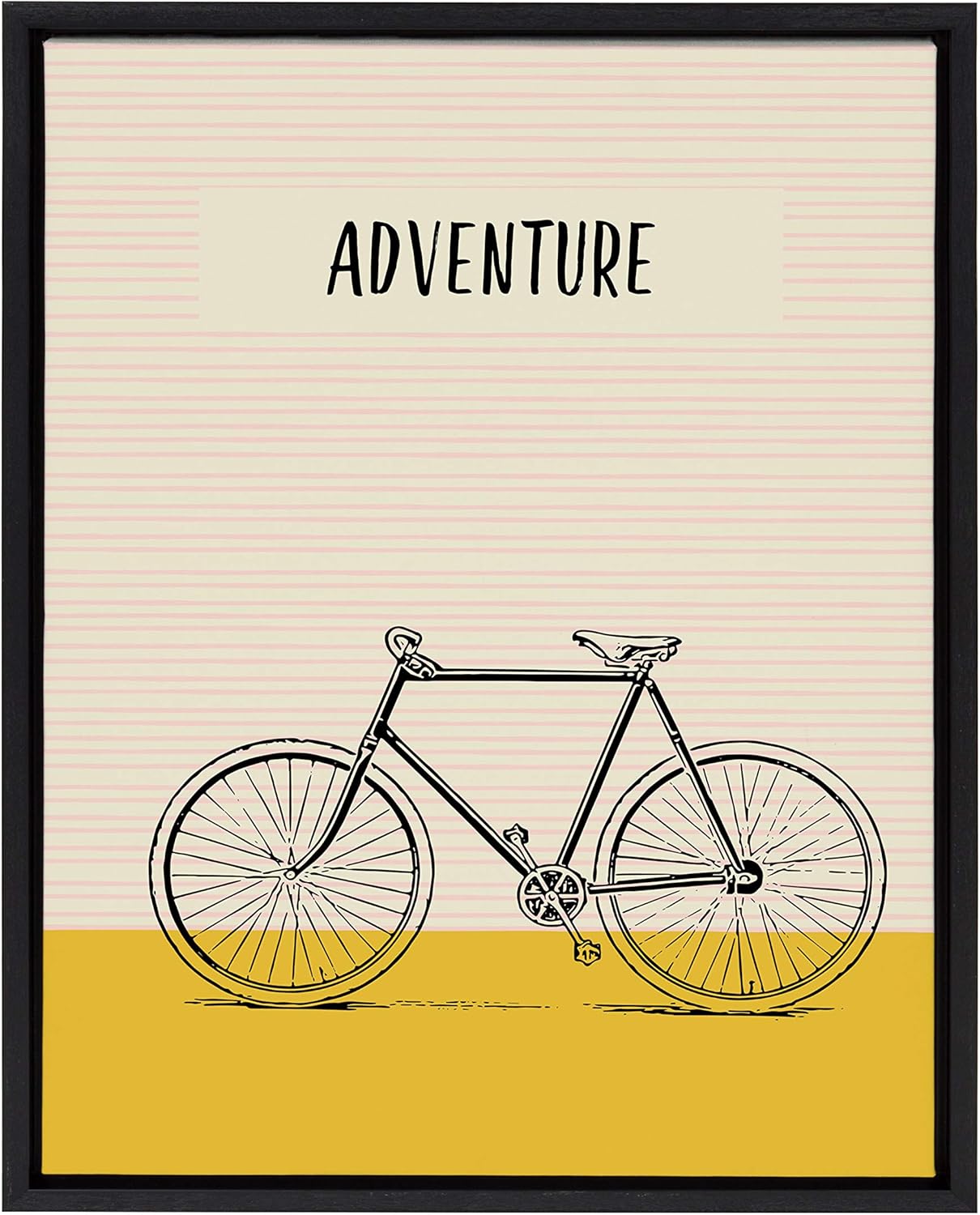 Yellow Adventure Bike Print on Canvas with Black Frame