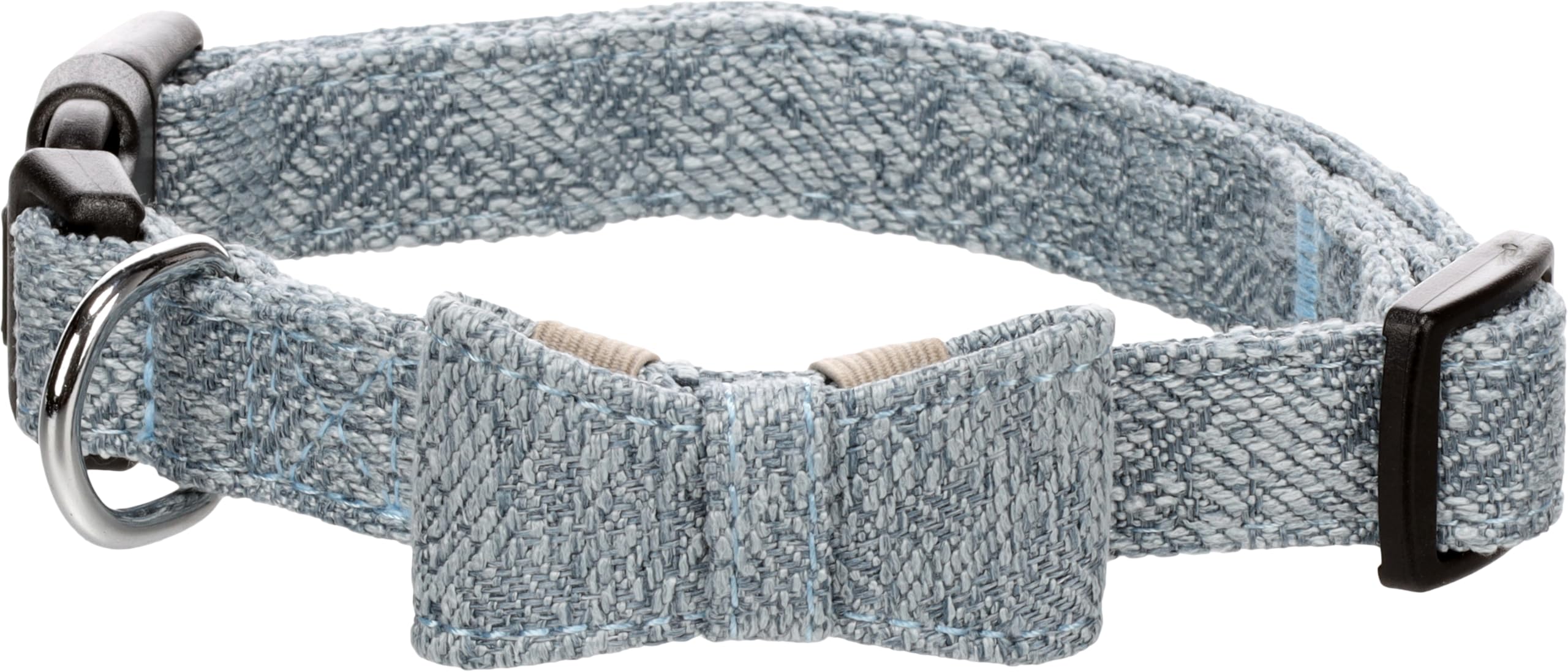 Dog Collar with bow tie Nelson Blue M 35-50cm 20mm