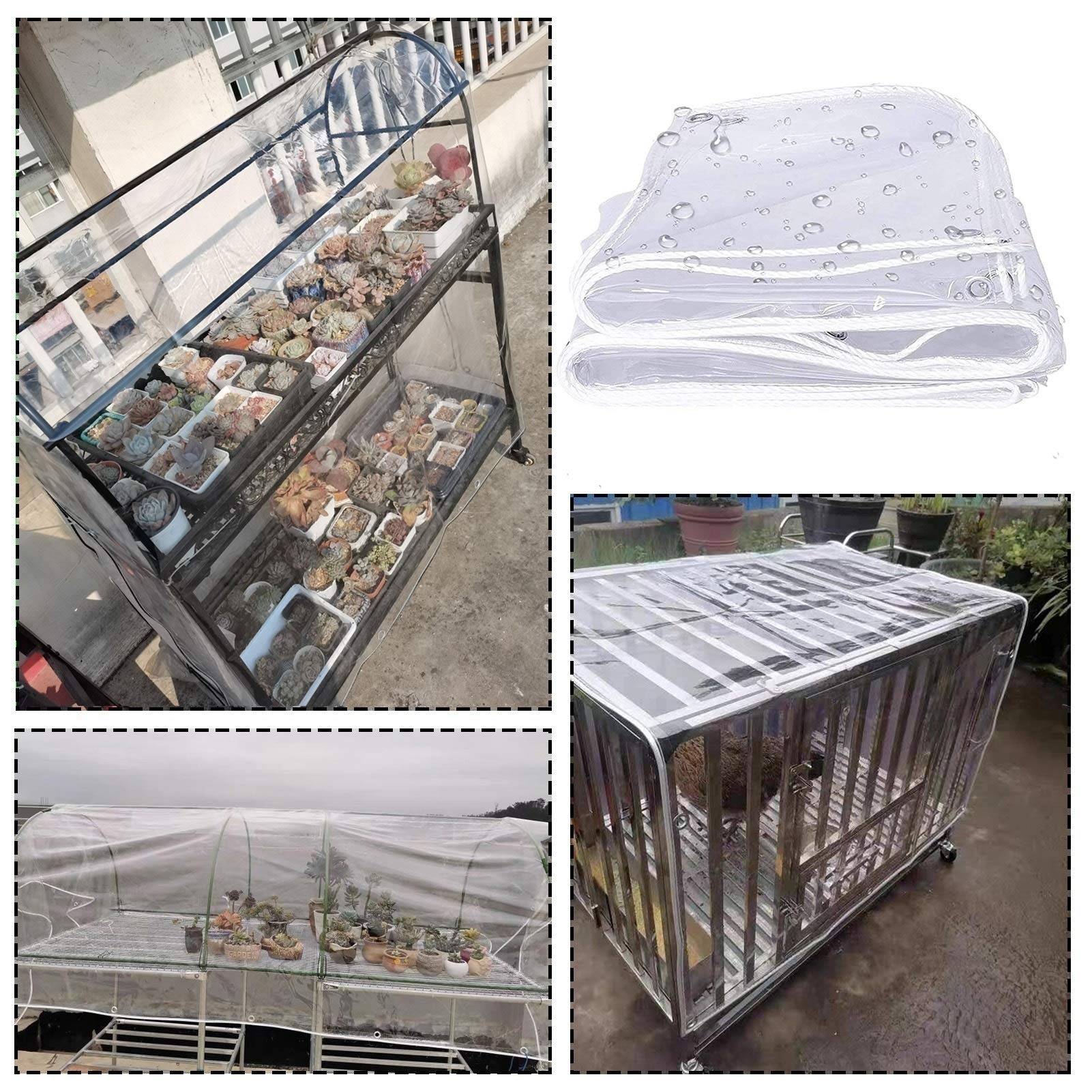 Bâche en plastique transparent imperméable et robuste – Housse universelle de 2 m x 4 m – Feuille imperméable pour la protection en plein air, le camping et les projets de bricolage