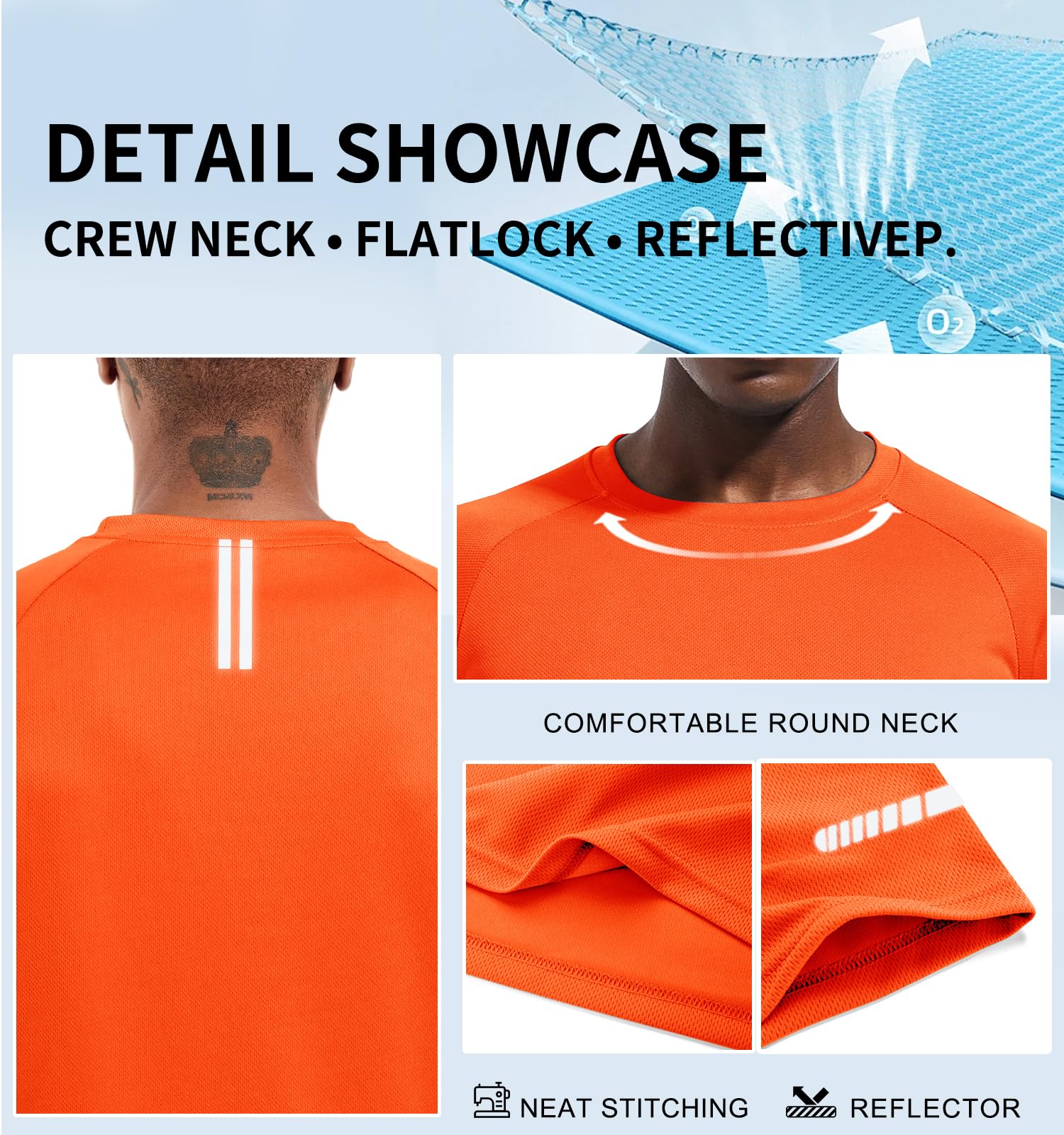 Herren Activewear T-Shirts 1/3/4/5/6er Pack | Slim Fit Sport Shirts | Atmungsaktiv, Schnelltrocknend & Leicht | mit Reflektierenden Details für Fitness, Laufen & Training