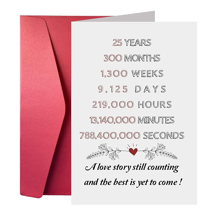 Buy 25th Wedding Anniversary Card, 25 Year Anniversary Card for Husband