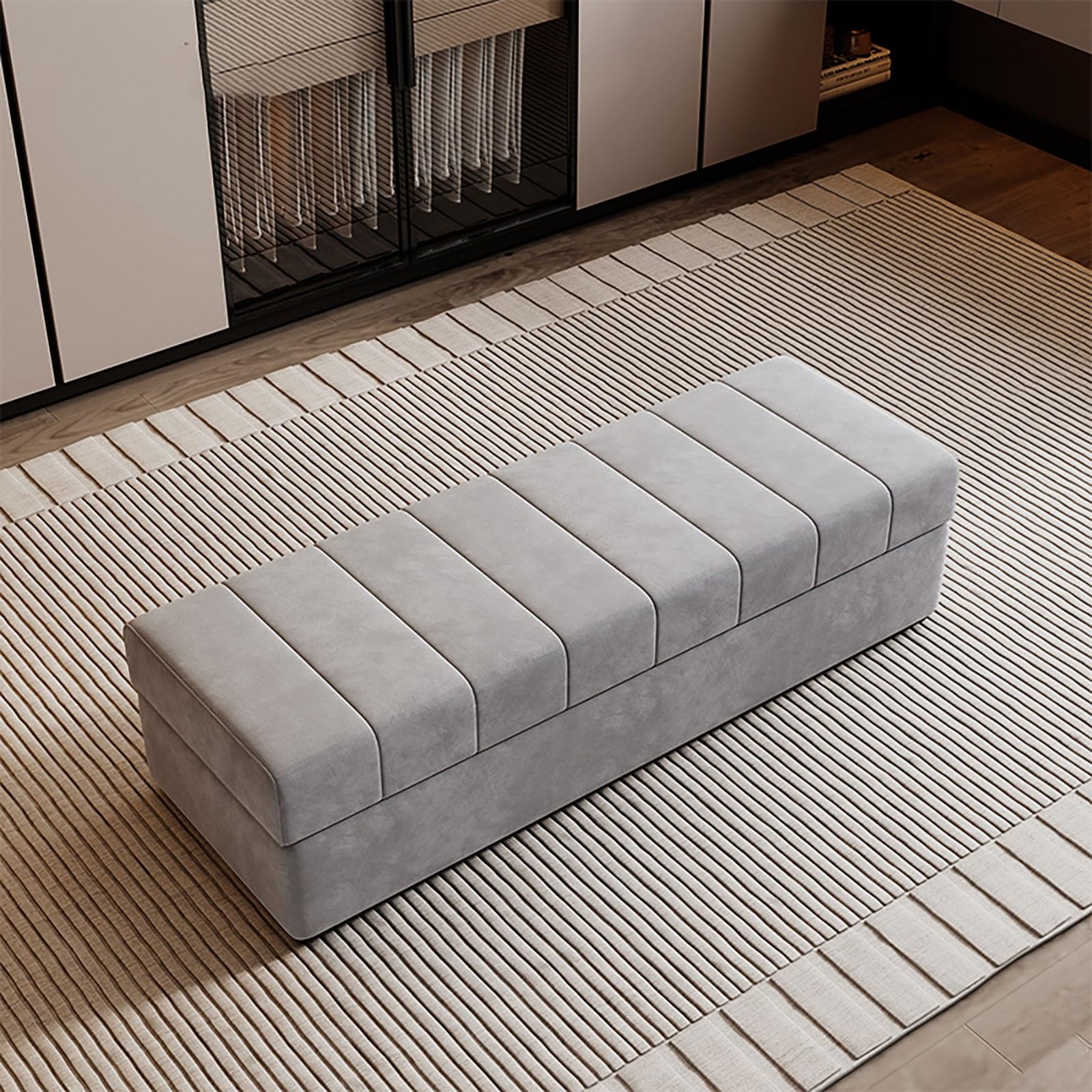 FCXWEVR Padded Sto Ottoman for Bedroom & Entryway Solid Wood Shoe Bench with Hidden Sto Slish Upholstered Bench Perfect for nizing Shoes & tials