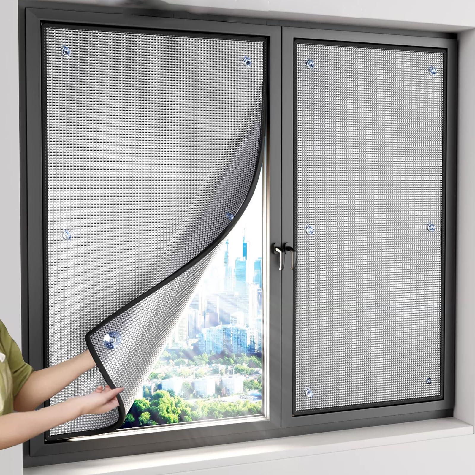 Reflective Window Film,Window Insulation Kit Aluminum Foil Insulation Foil,Anti UV Sun Protection Film,Privacy Protection Glass Tint Sticker,for Home Office Hotel (100x110cm)
