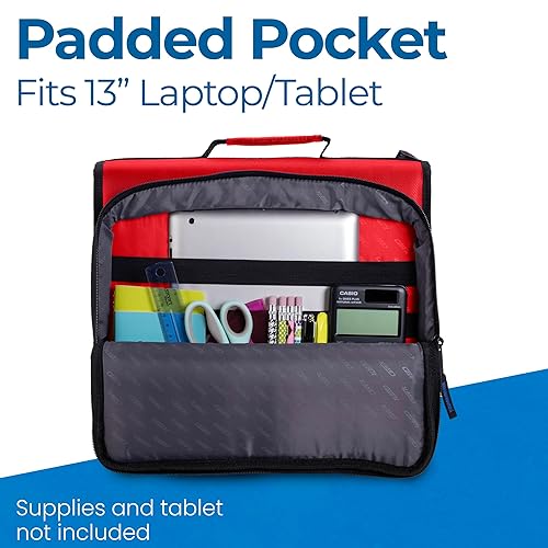 Miniatura 4 de Case-it - Carpeta universal con cremallera, juntas tóricas de 2 pulgadas, bolsillo acolchado para laptop o tableta de 13 pulgadas, capacidad de 400