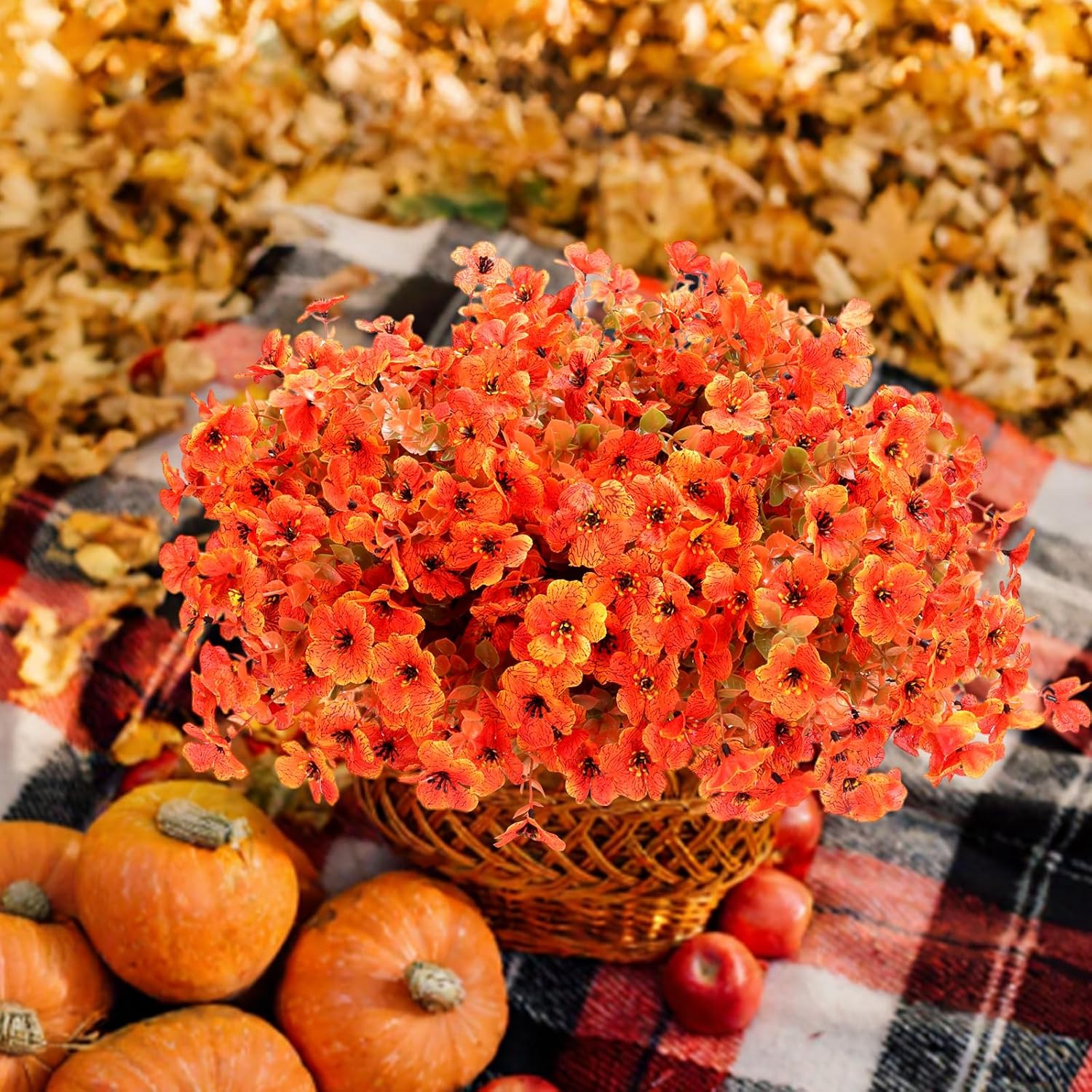 24 Bundles Faux Mums for Outdoor Planters, Artificial Fake Mums Fall Decorations for Outdoors Home, Fall Autumn Faux Silk Flowers Plants Look Real UV Resistant for Outside Home Porch Patio - Image 4