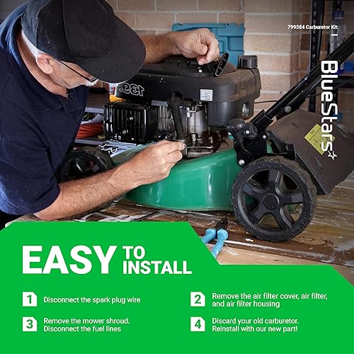 Miniatura 8 de BlueStars 799584 592361 Carburador - Compatible con motores 550EX 625EX 675EX 725EXI 140cc Husqvarna LC121P Troy-Bilt TB110 TB200 B110 - Reemplaza