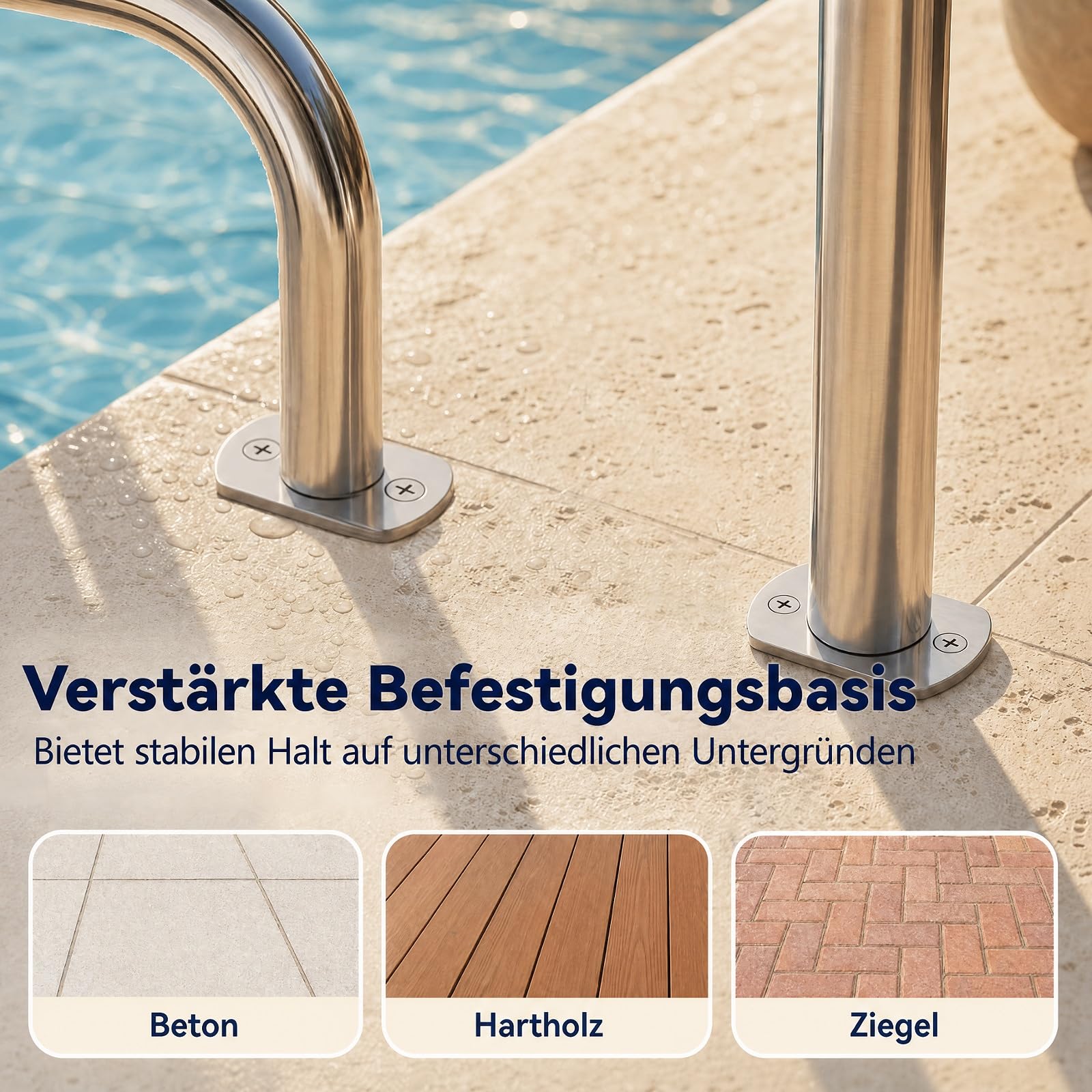 SOARS Rampa Piscina, Mano Corriendo Piscina de Acero Inoxidable (130 X 94 CM,1)
