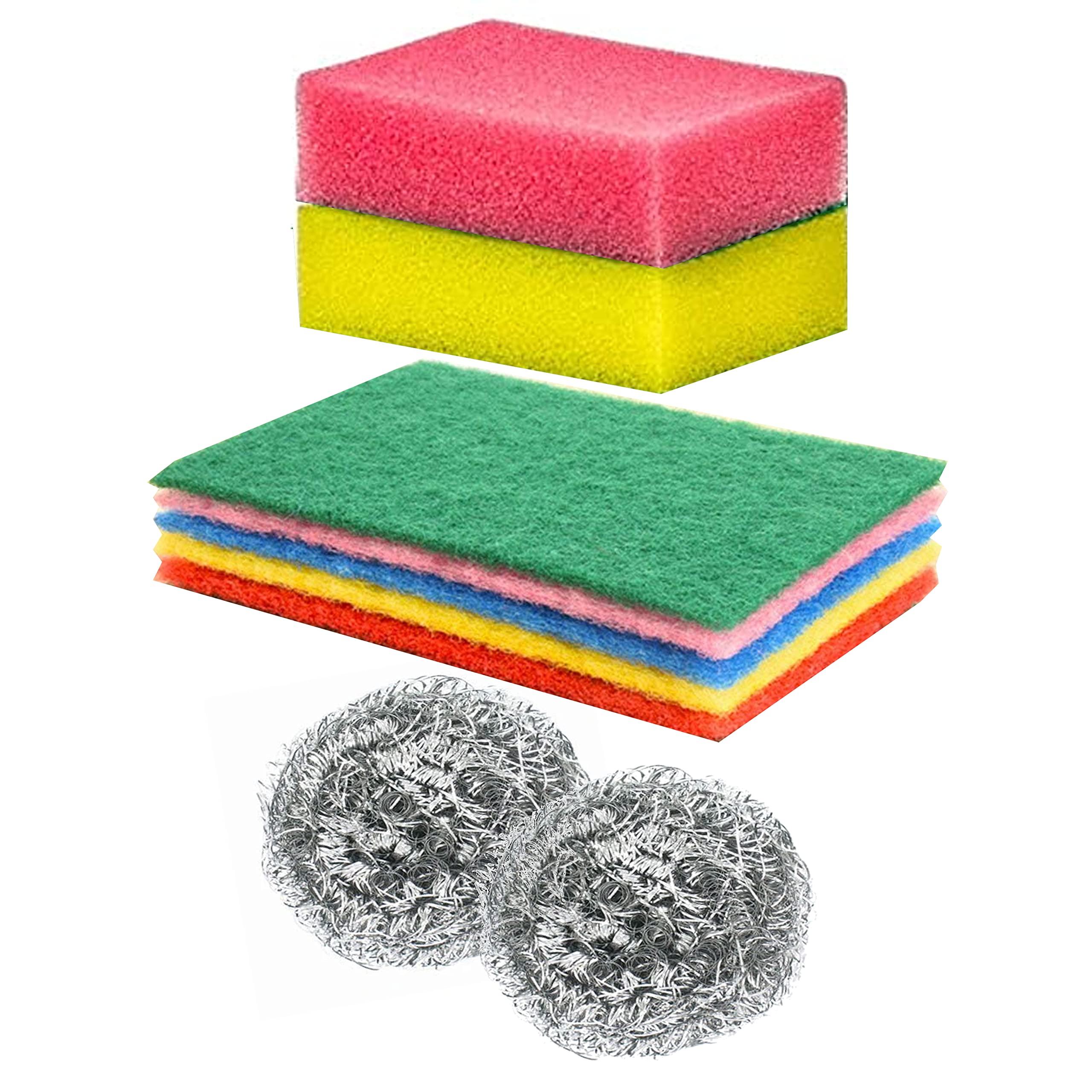 9 Pc Set Sponge Scrubber Basket Scouring Pads Scrub Clean Kitchen Dish Bathroom Sponge Holder Plastic Kitchen Dish Drain Sink Basket Racks with Sponges Clean Bathroom Sink Kitchen Caddy Soap Storage