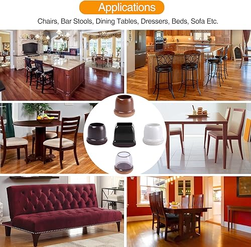 Miniatura 2 de Protectores de suelo de silicona transparente para patas de silla con fieltro, tapas para patas de silla, cubierta de protección de pies de muebles