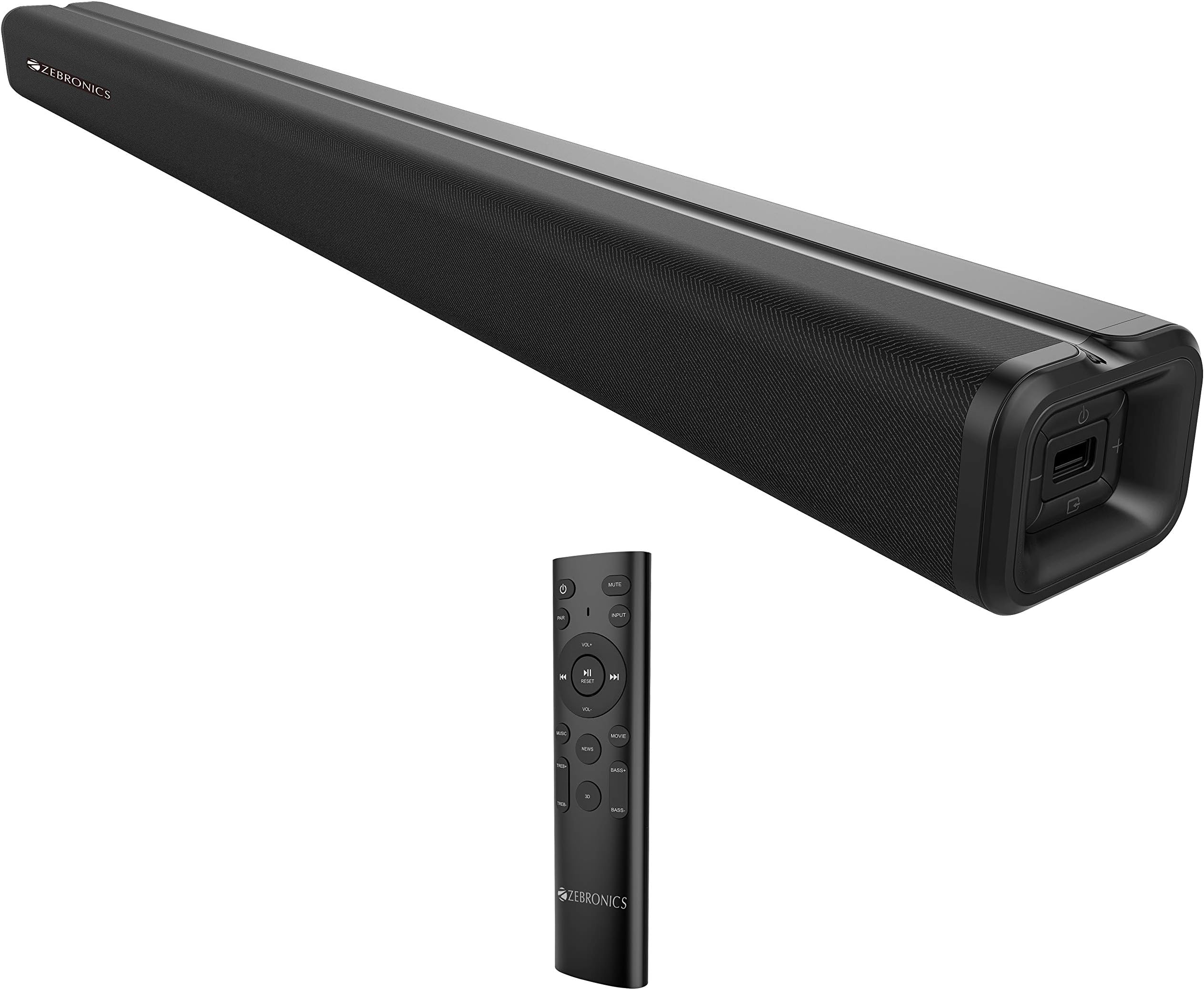 ZEB-JUKE BAR 3500 Wireless Bluetooth Single Soundbar With Supporting Wall Mount, USB, AUX, Coaxial IN, HDMI ARC & Remote Control. (60 Watt, 2.0 Channel)