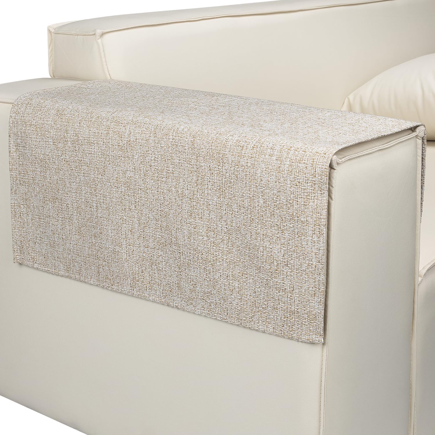Couch Arm Covers, Arm Chair Covers Set of 2, Non-Slip Sofa Arm Covers, Washable Armrest Cover, Recliner Arm Cover, Sofas Headrest Cover for Sofa/Armchair/Loveseat/Sectional (Beige, 24" x 20" -2pcs)